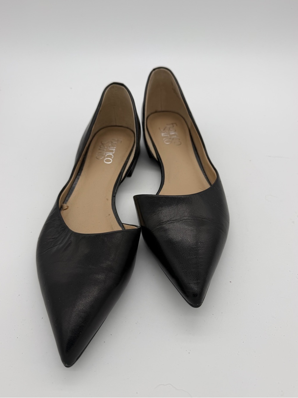 Franco Sarto Black Pointed-Toe D'Orsay Flats